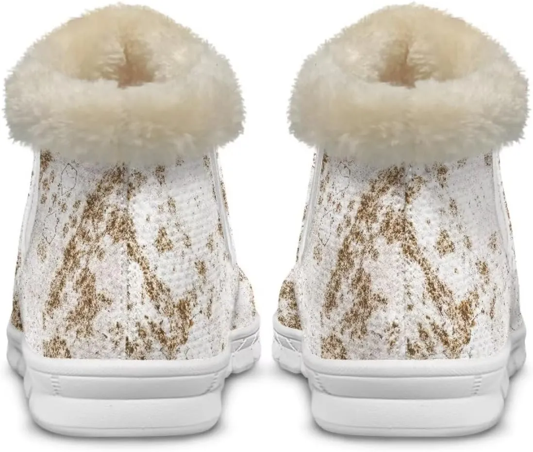 JoyLamoria Funny Santa Claus Reindeer Print Snow Boots for Women Christmas Blue Snowflake Fuzzy Boots Walking Sneakers Boots Warm Lined Boots Anti Slip for Outdoor