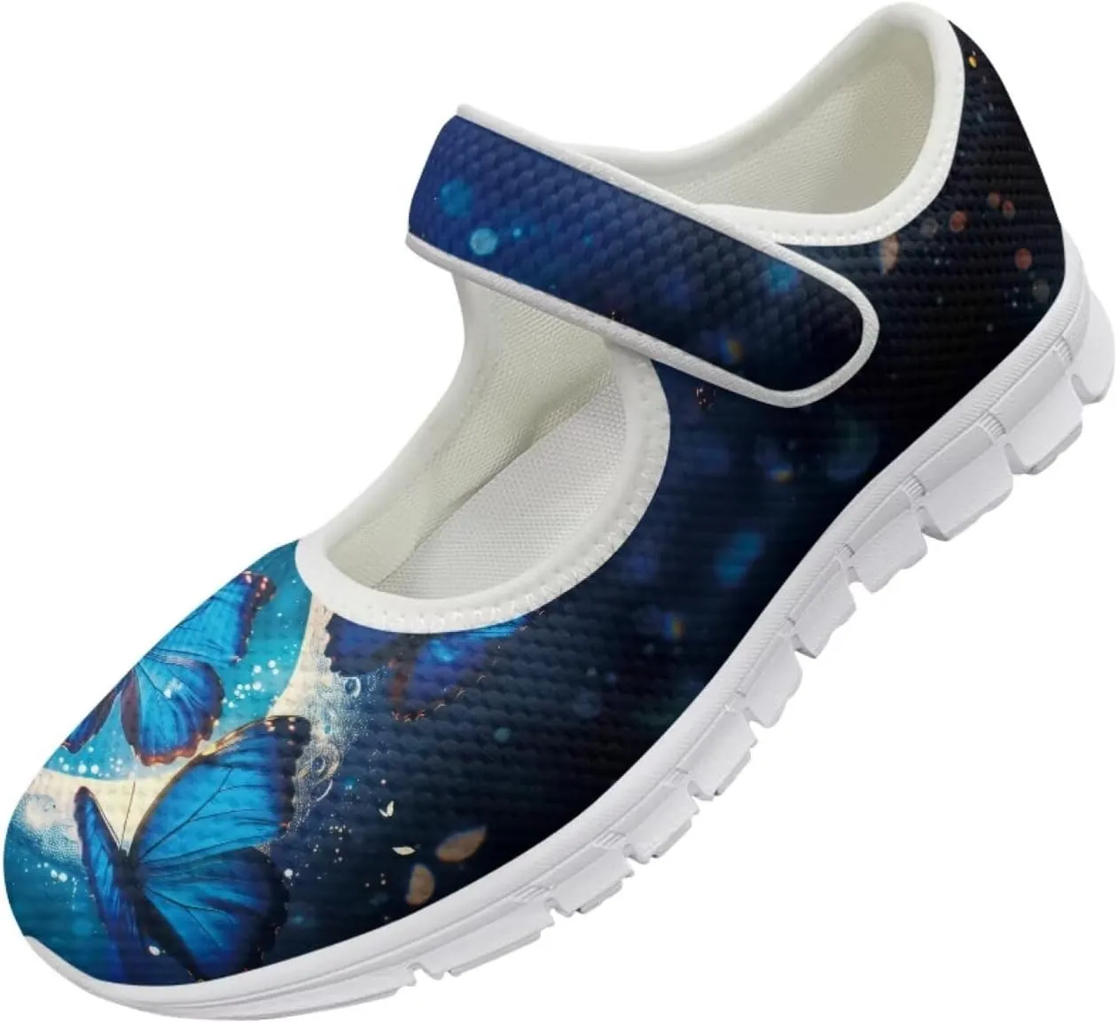 JoyLamoria Women’s Mary Jane Flats,Slip on Walking Shoes Comfort Travel Flats Adjustable Barefoot Shoes,Boho Dragonfly