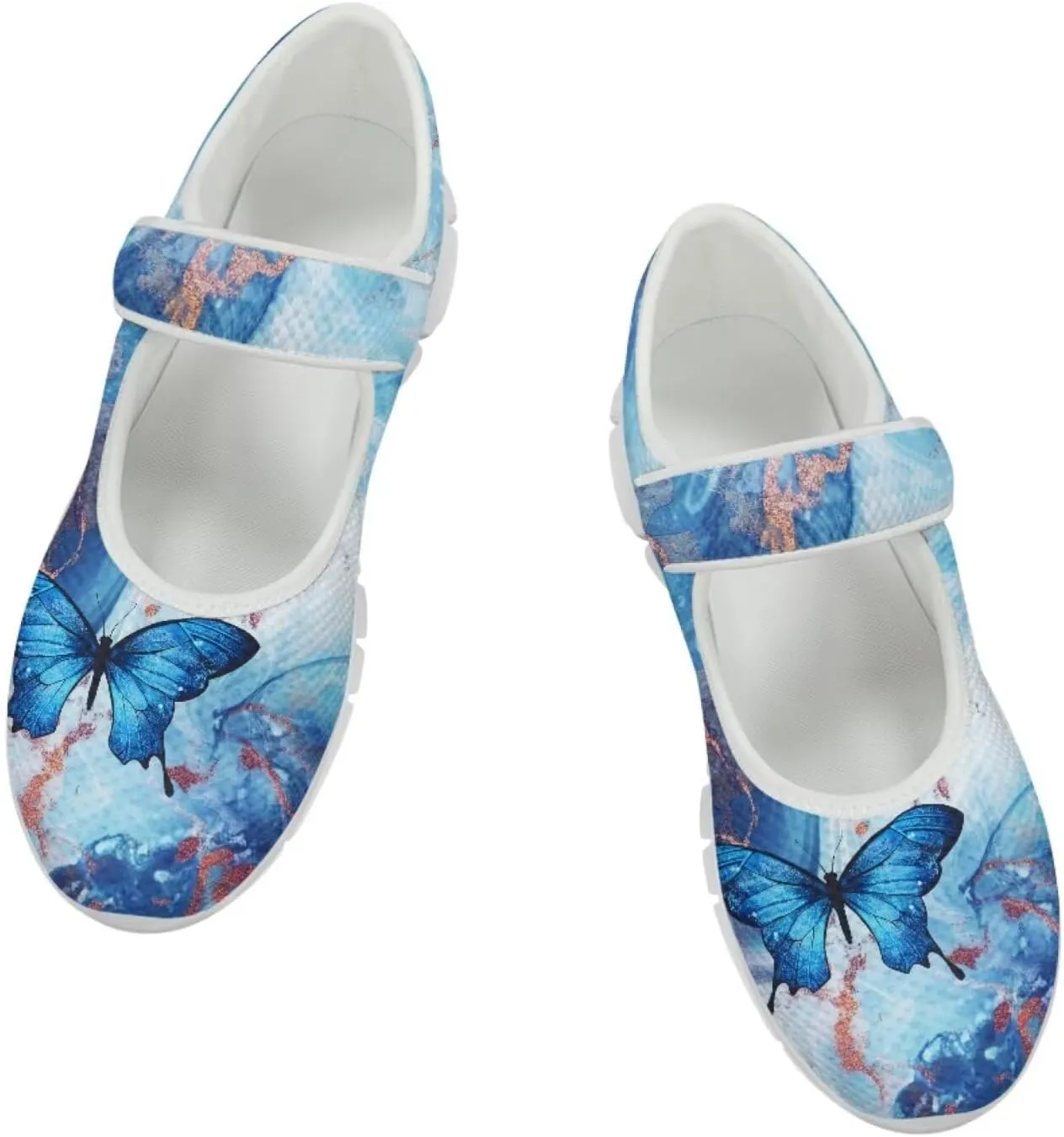 JoyLamoria Women’s Mary Jane Flats,Slip on Walking Shoes Comfort Travel Flats Adjustable Barefoot Shoes,Boho Dragonfly