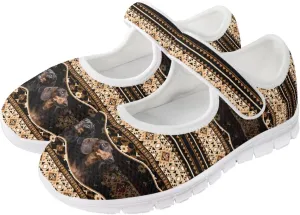 JoyLamoria Women’s Mary Jane Flats,Slip on Walking Shoes Comfort Travel Flats Adjustable Barefoot Shoes,Boho Dragonfly