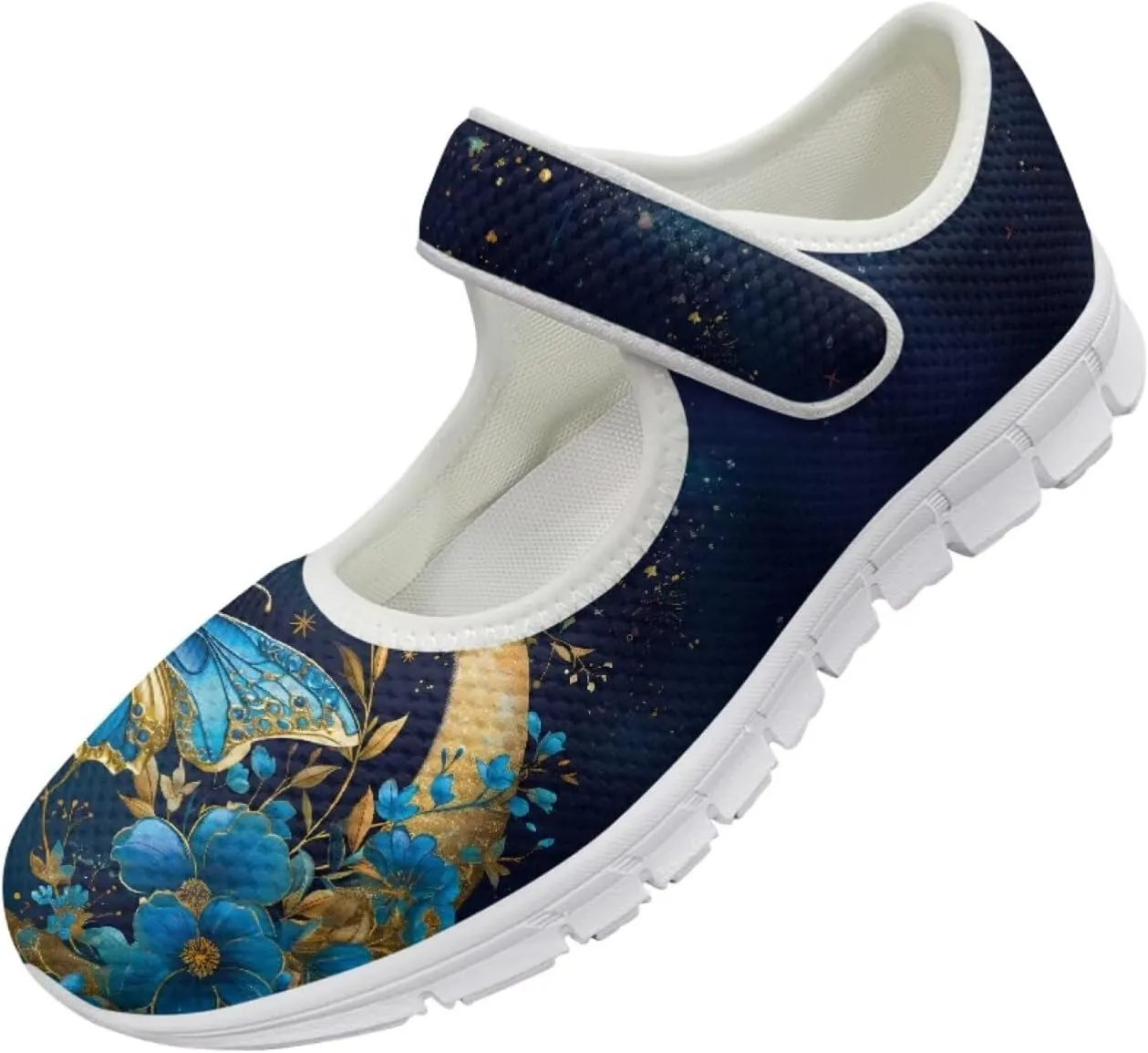 JoyLamoria Women’s Mary Jane Flats,Slip on Walking Shoes Comfort Travel Flats Adjustable Barefoot Shoes,Boho Dragonfly