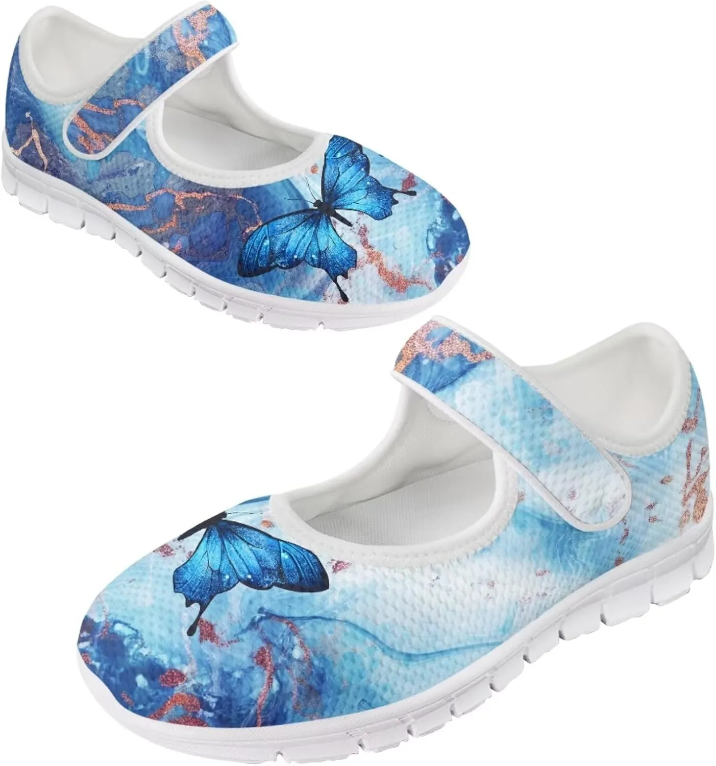 JoyLamoria Women’s Mary Jane Flats,Slip on Walking Shoes Comfort Travel Flats Adjustable Barefoot Shoes,Boho Dragonfly