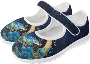 JoyLamoria Women’s Mary Jane Flats,Slip on Walking Shoes Comfort Travel Flats Adjustable Barefoot Shoes,Boho Dragonfly