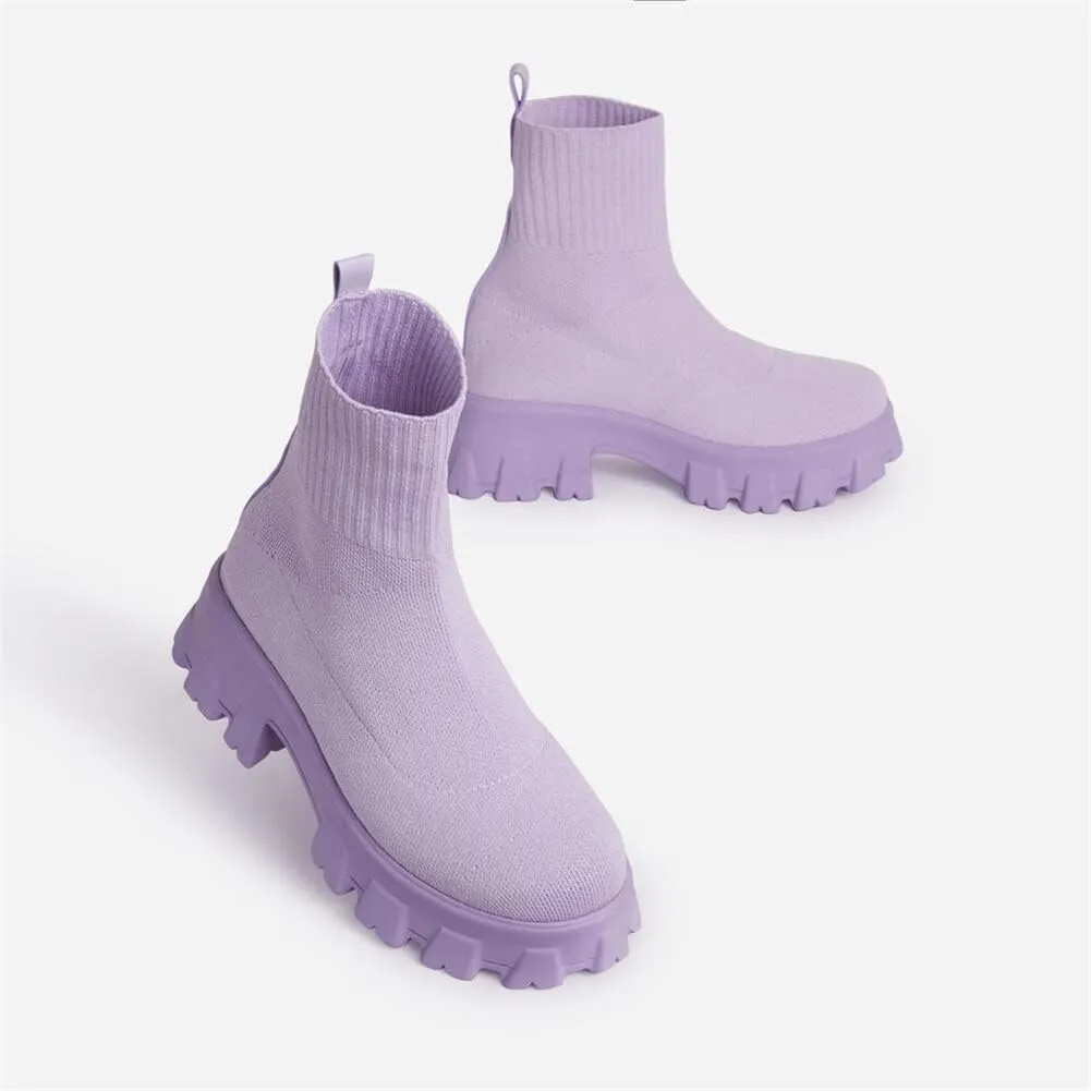 keleimusi Womens Fit Ankle Chelsea Sock Boots Platform Sole Chunky Heeled Biker Booties