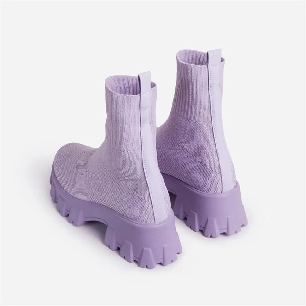 keleimusi Womens Fit Ankle Chelsea Sock Boots Platform Sole Chunky Heeled Biker Booties