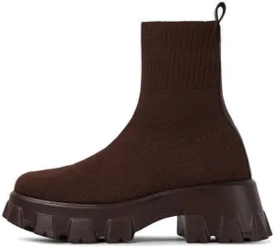 keleimusi Womens Fit Ankle Chelsea Sock Boots Platform Sole Chunky Heeled Biker Booties