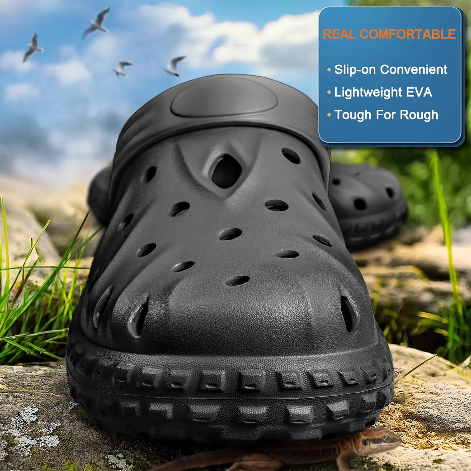 KEMISANT Men Clogs-Comfortable Mules Sandals Watershoes for Men Women Cushioned Footbed Arch Support-Lightweight EVA