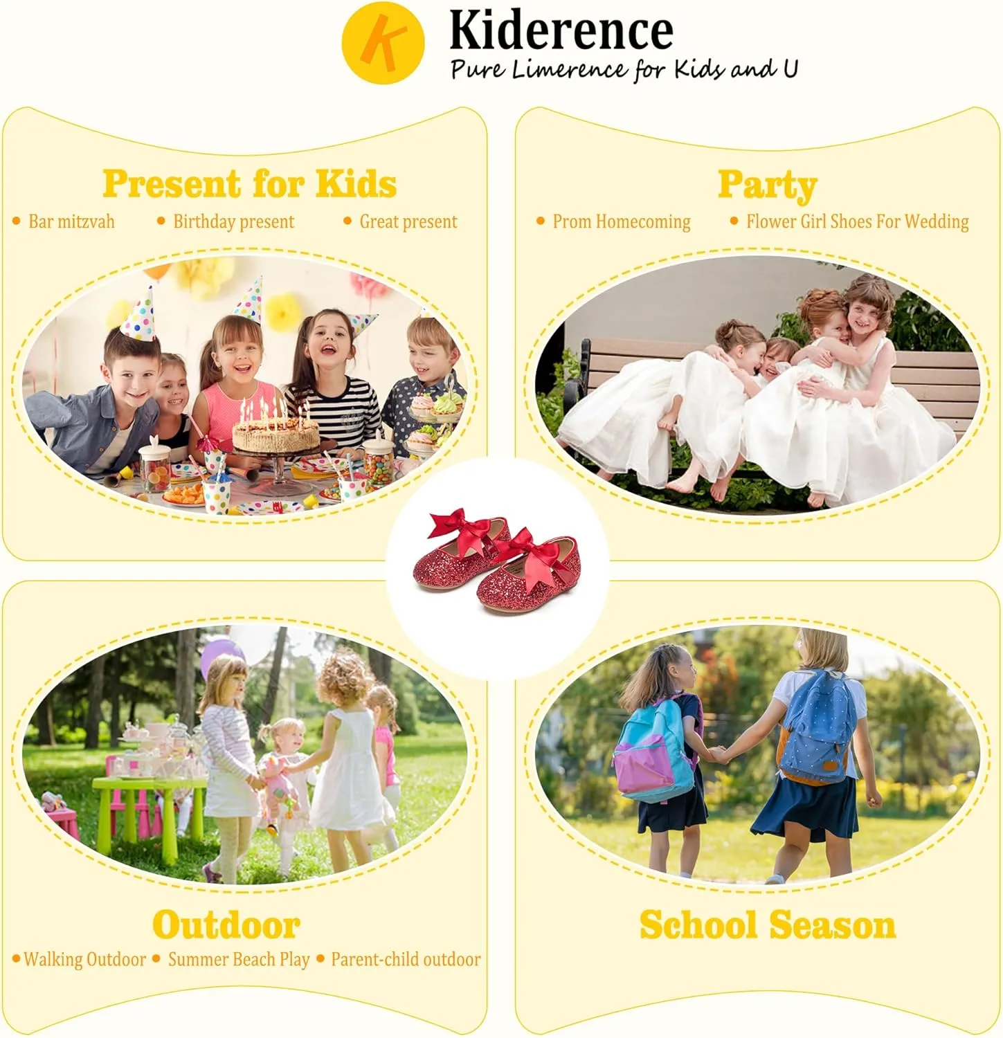 Kiderence Little Toddler Girls Dress Shoes Ballerina Ballet Flats Kids Mary Janes