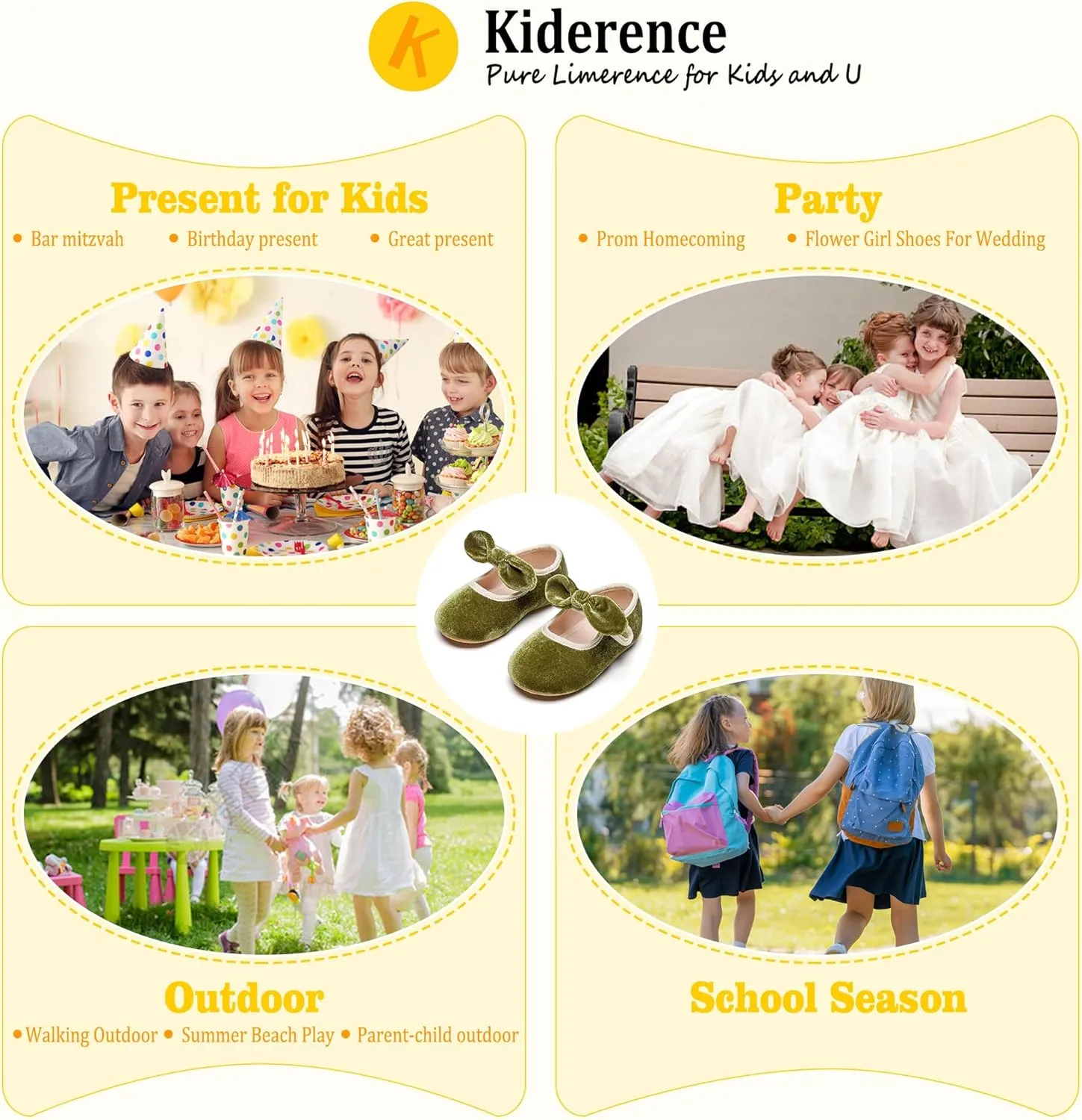 Kiderence Little Toddler Girls Dress Shoes Ballerina Ballet Flats Kids Mary Janes