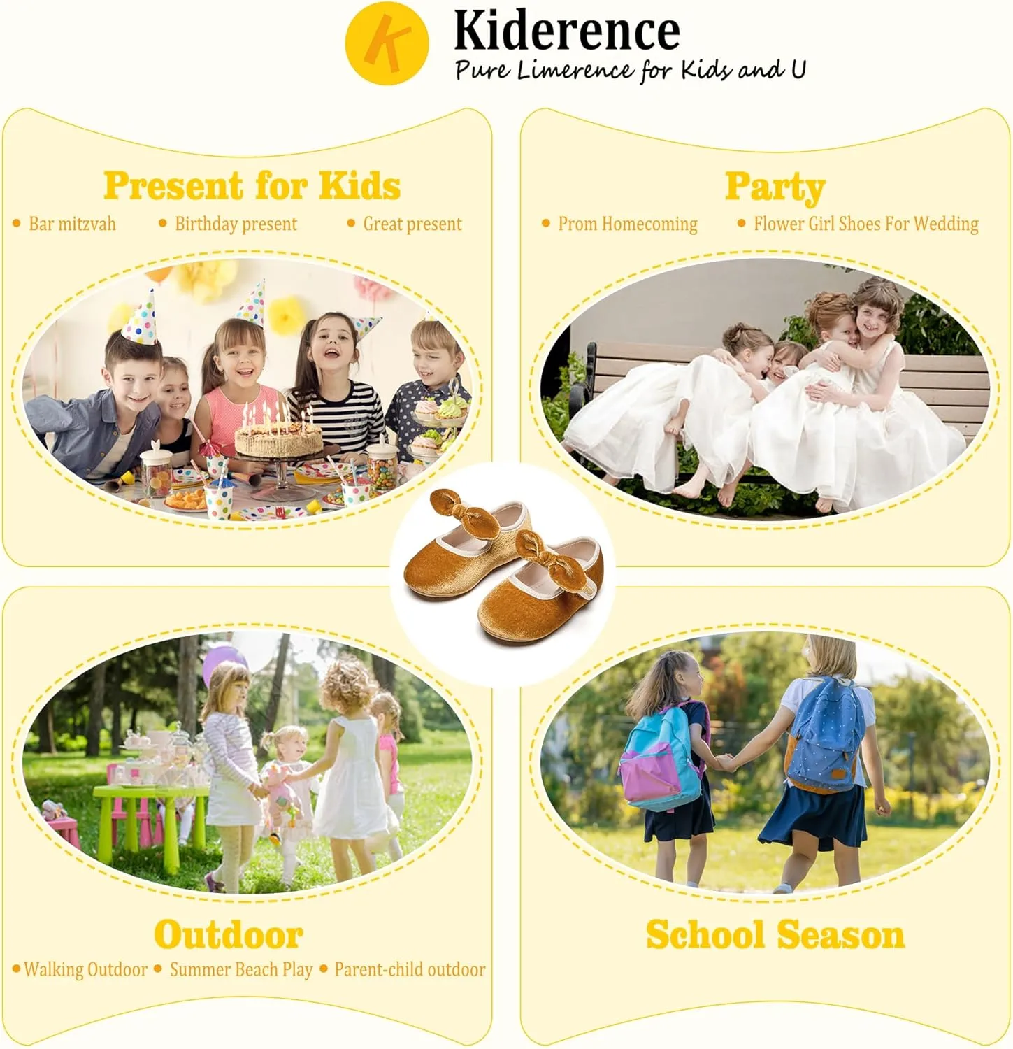 Kiderence Little Toddler Girls Dress Shoes Ballerina Ballet Flats Kids Mary Janes
