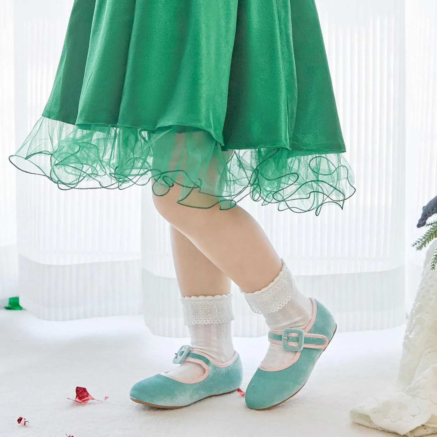 Kiderence Toddler Girls Dress Shoes Little Kids Mary Janes Ballet Flats Toddler