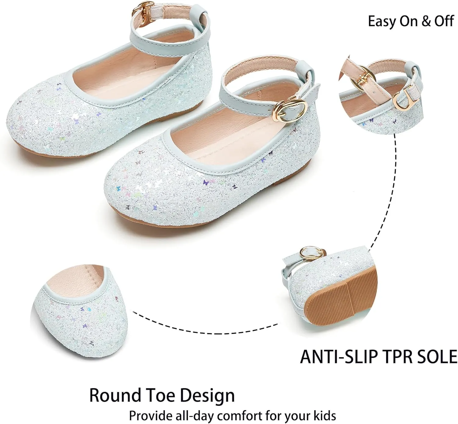 Kiderence Toddler Girls Dress Shoes Little Kids Mary Janes Ballet Flats Toddler