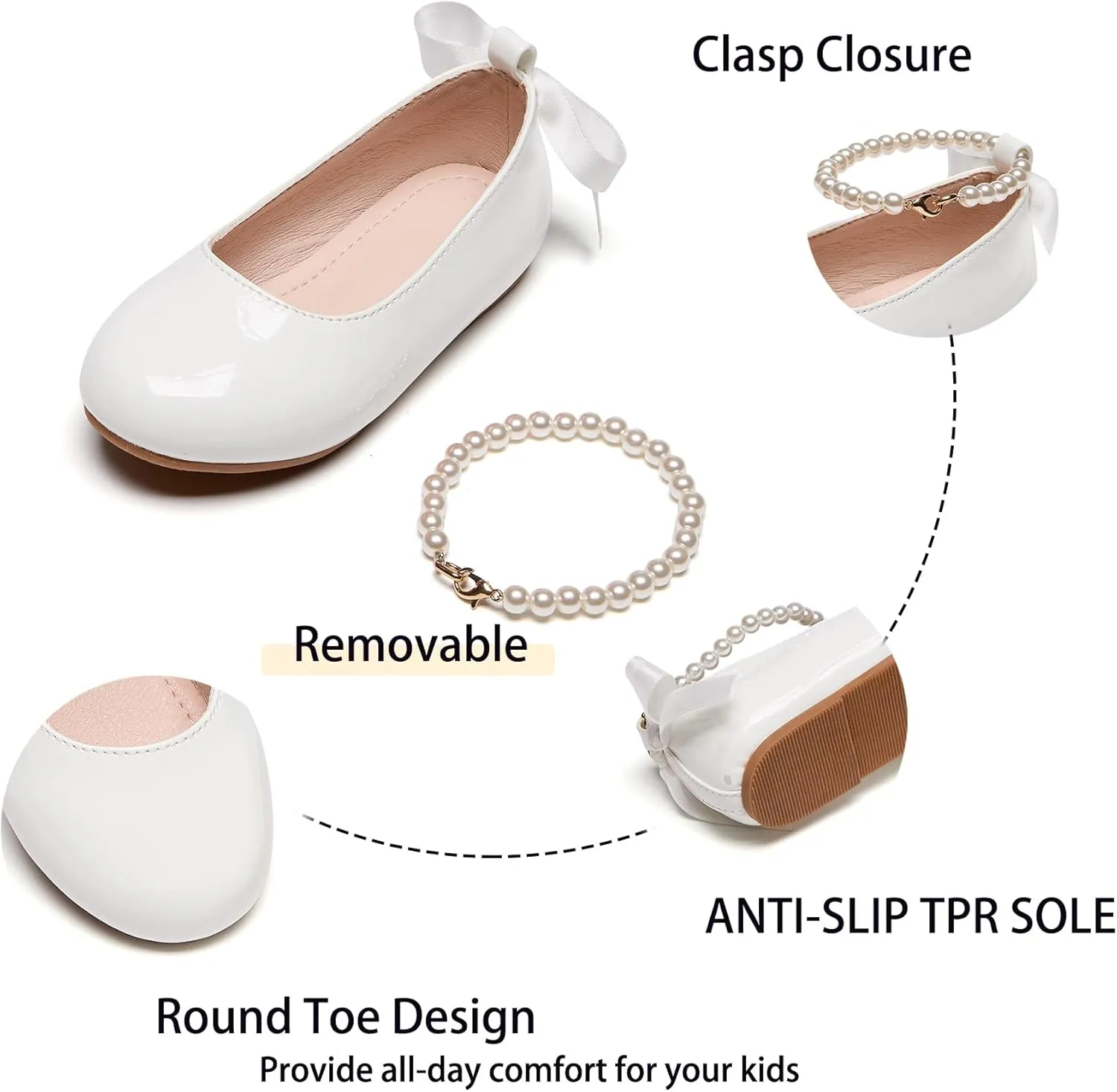 Kiderence Toddler Girls Dress Shoes Little Kids Mary Janes Ballet Flats Toddler