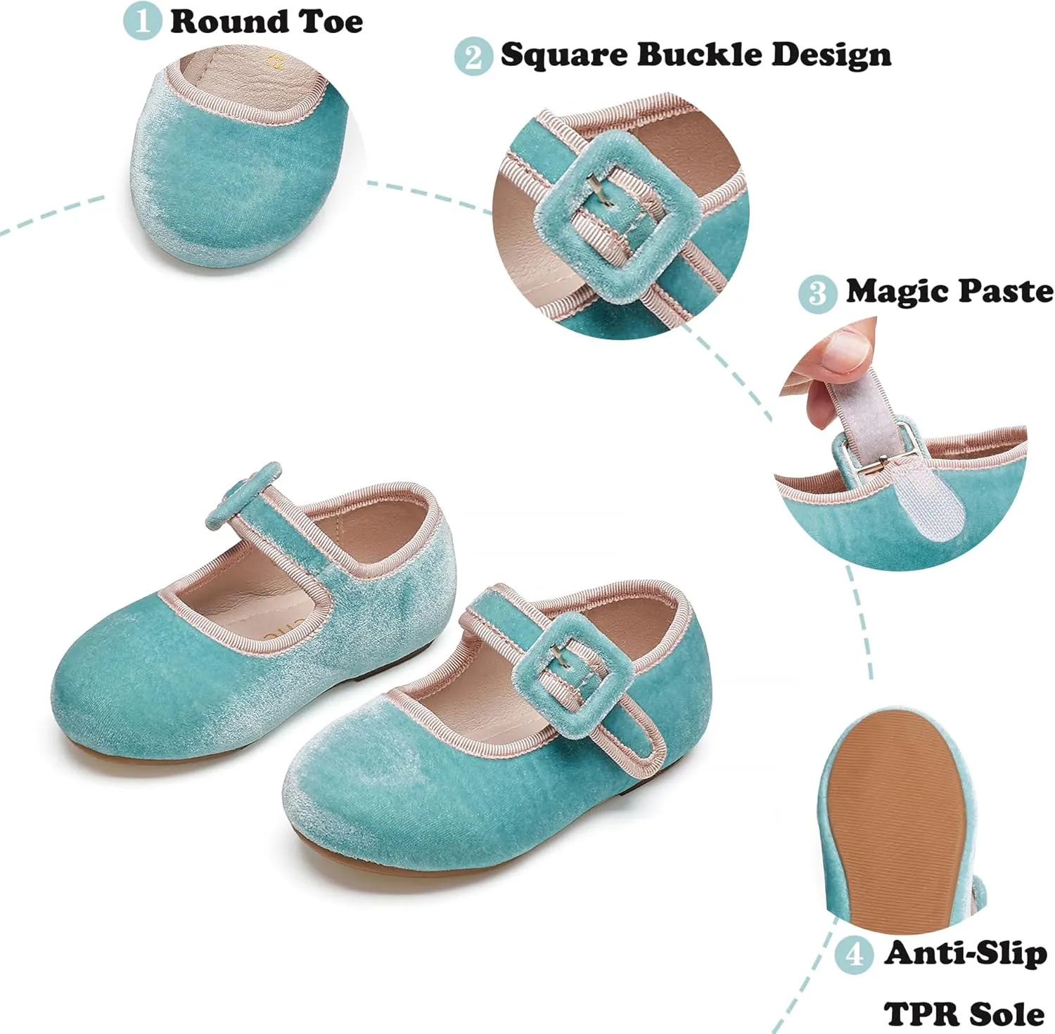 Kiderence Toddler Girls Dress Shoes Little Kids Mary Janes Ballet Flats Toddler