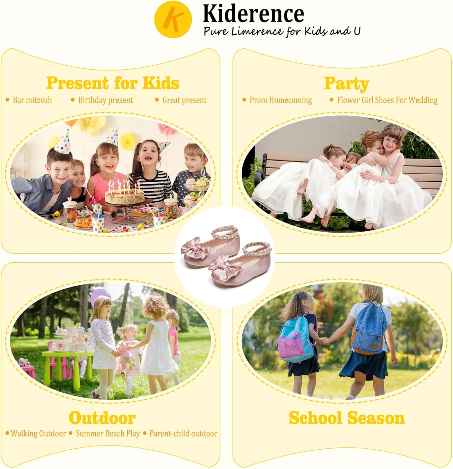 Kiderence Toddler Girls Dress Shoes Little Kids Mary Janes Ballet Flats Toddler