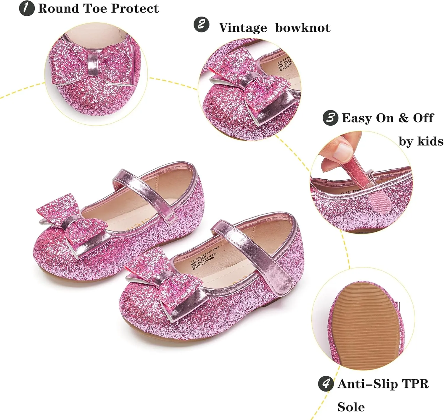 Kiderence Toddler Girls Dress Shoes Little Kids Mary Janes Ballet Flats Toddler