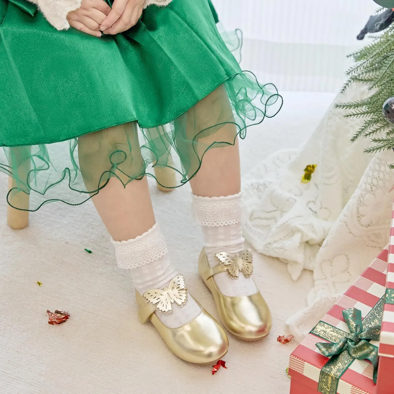 Kiderence Toddler Girls Dress Shoes Little Kids Mary Janes Ballet Flats Toddler