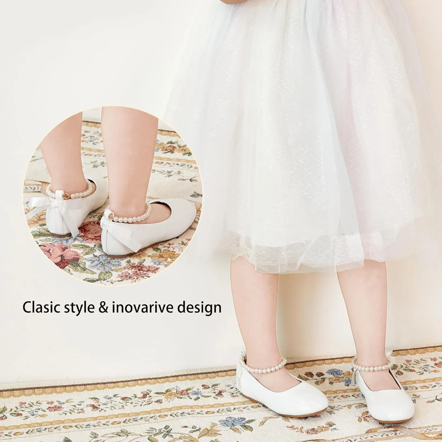 Kiderence Toddler Girls Dress Shoes Little Kids Mary Janes Ballet Flats Toddler
