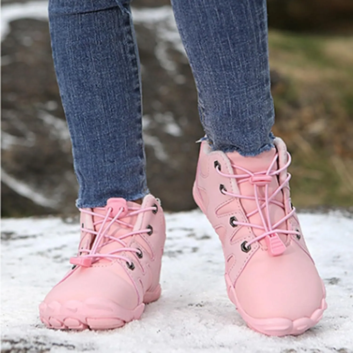 Kids 𝐖aterproof Barefoot Boots Boys Girls Winter Warm Winter Shoes Boots Wide Toe Highly Elastic Non-Slip Shoes