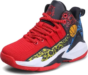Kids Basketball Shoes High-top Sports Shoes Boys Sneakers Durable Lace-up Non-Slip Running Shoes Secure for Little Kids Big Kids