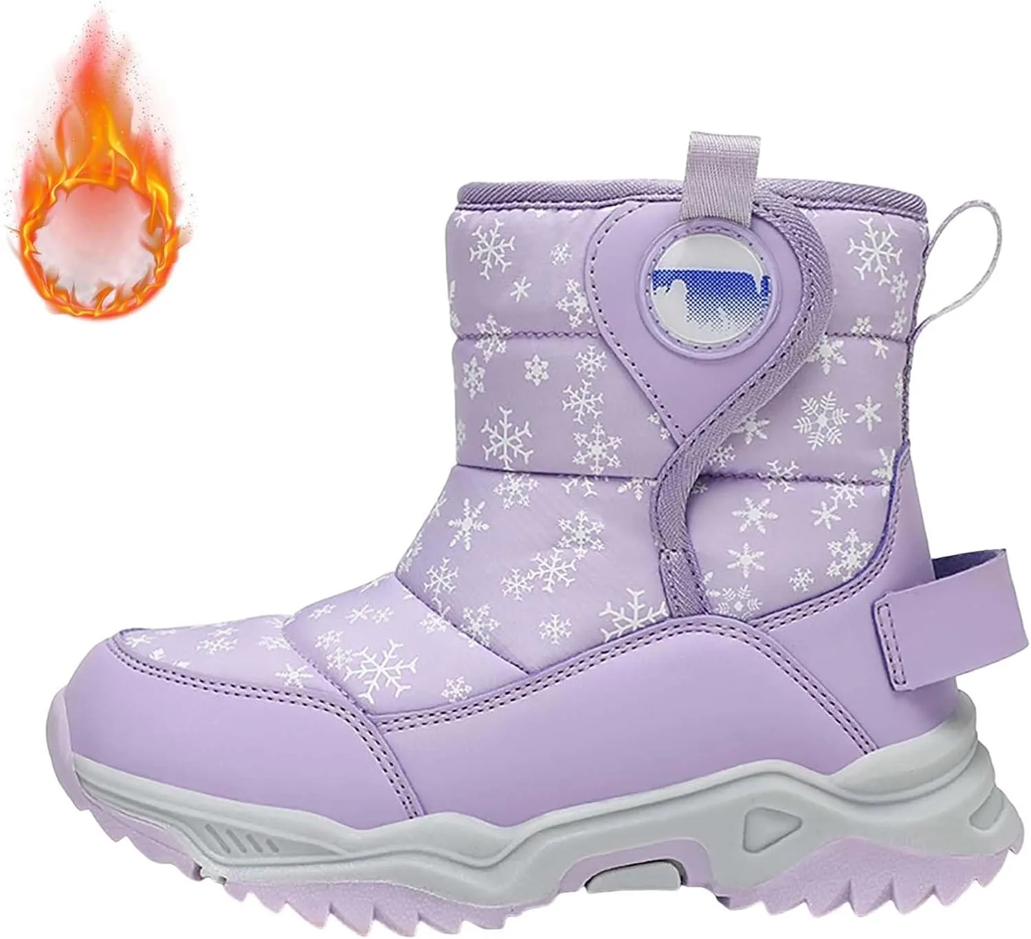 Kids Boy Girl Snow Boots Winter Outdoor Water Proof with F𝐮r Lined Cold-Weather Mid Calf Snow Slip 𝗥esistant Boots