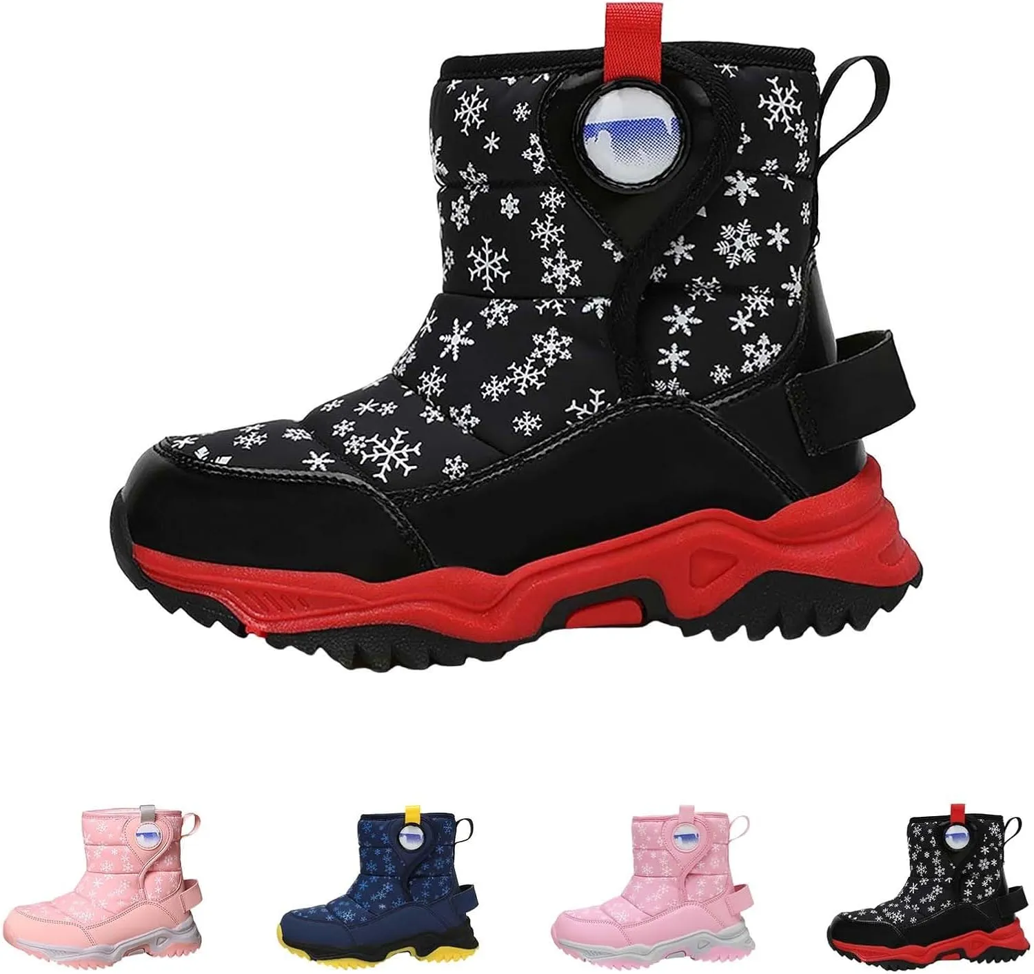 Kids Boy Girl Snow Boots Winter Outdoor Water Proof with F𝐮r Lined Cold-Weather Mid Calf Snow Slip 𝗥esistant Boots