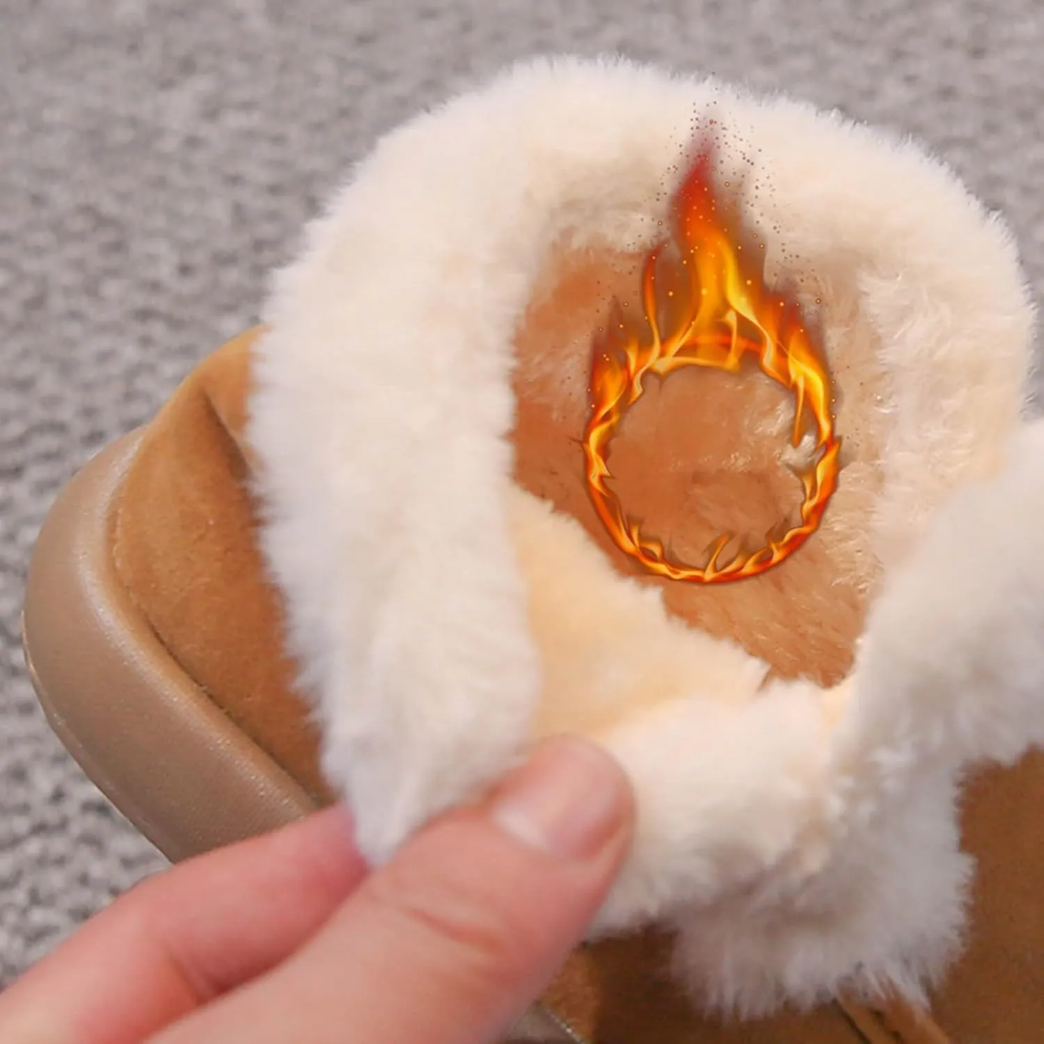 Kids Furry Warm Winter Ankle Boots Boys Girls Cozy Fleece Plush Soft Fuzzy F𝐮r Collar Snow-Proof Platform Shoes