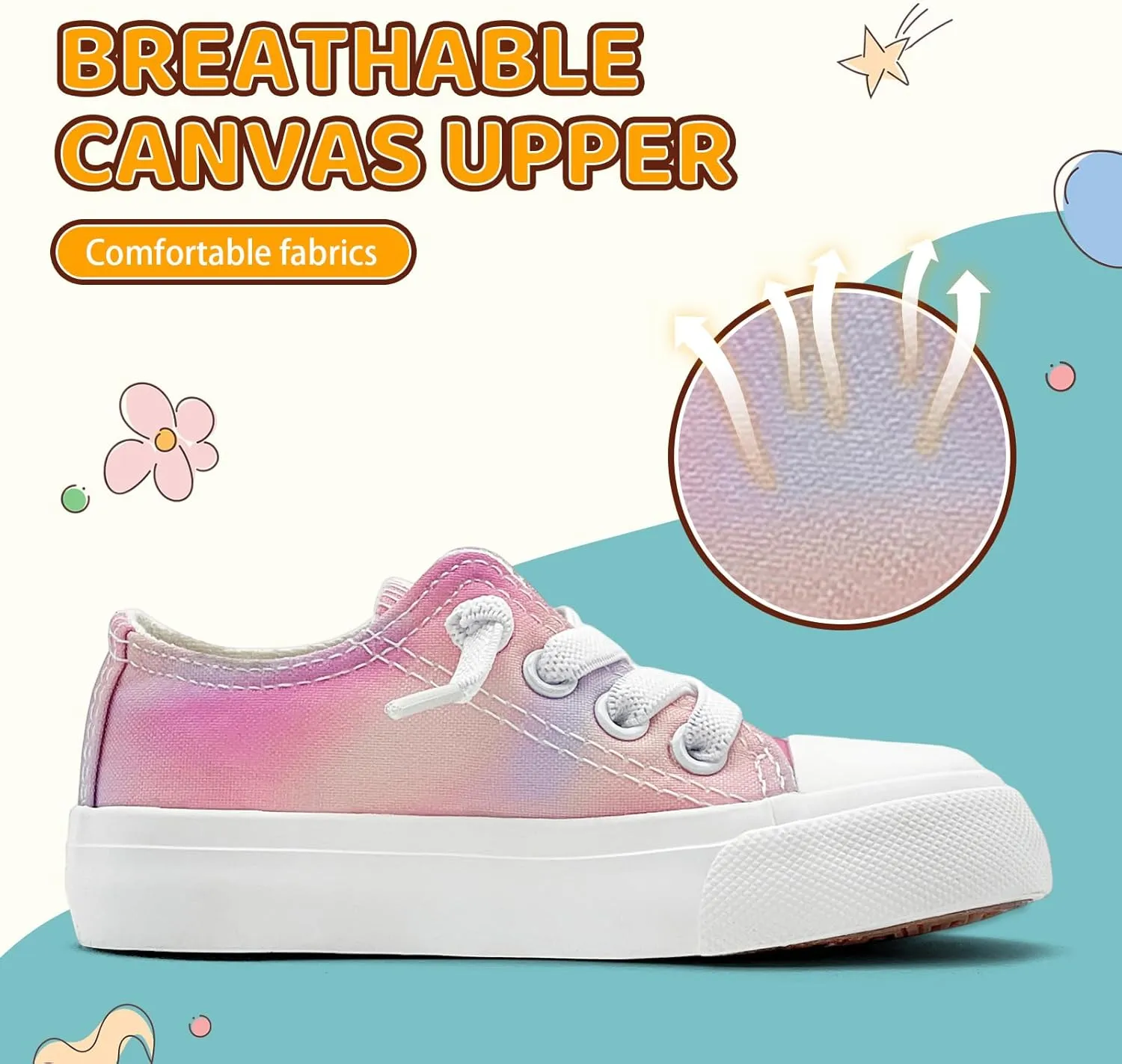Kids Girls Boys Canvas Sneakers Slip on Walking Shoes Lightweight Tennis Running School Casual Classic Sneakers Little Big Kids