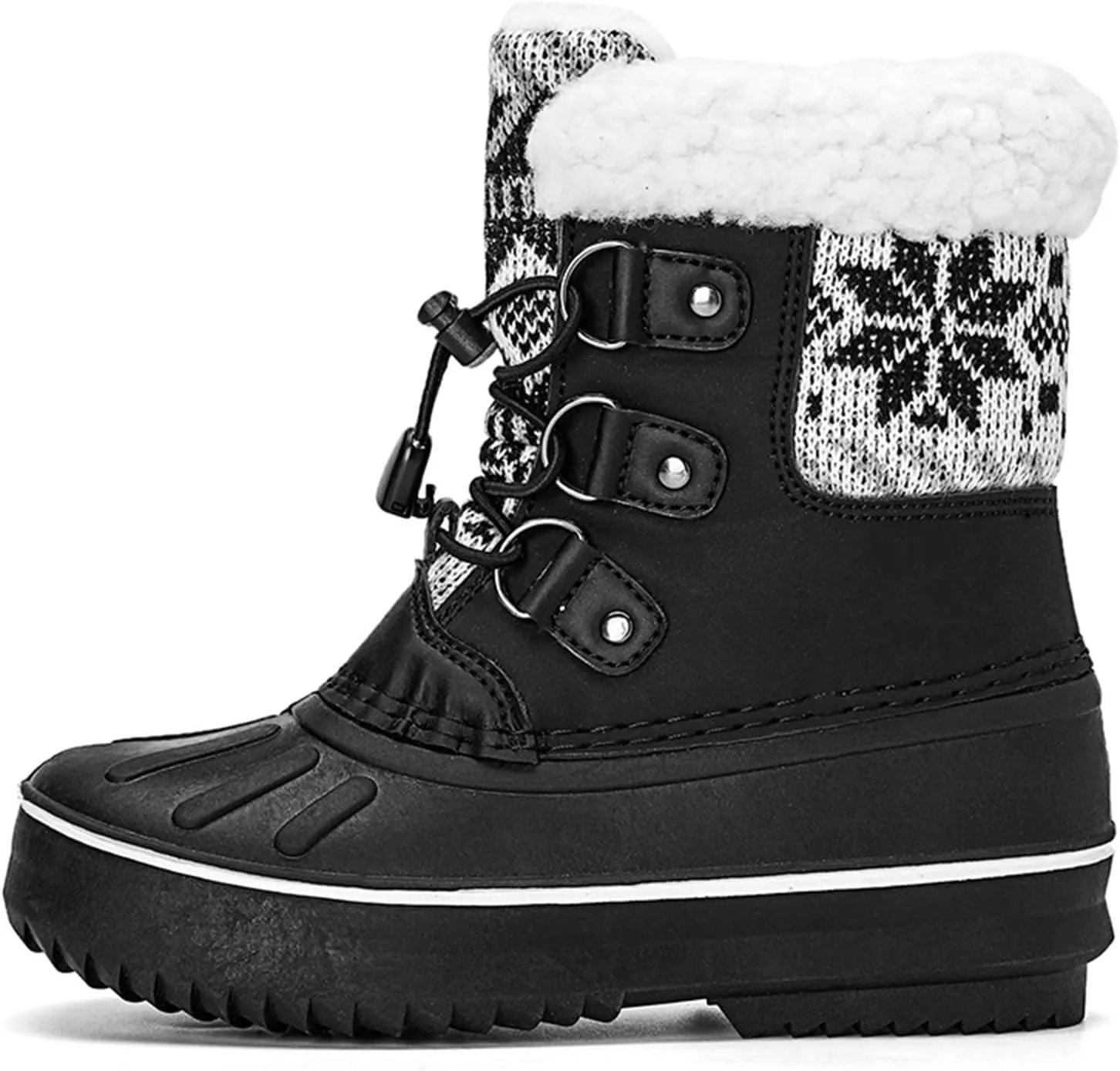 Kids Shoes Snow Boots Girls Boys OutdoorBoots Waterproof Warm Boots with Cotton Snow Boots Toddler Leopard Boots (Black, 11-11.5 Years Big Kids)