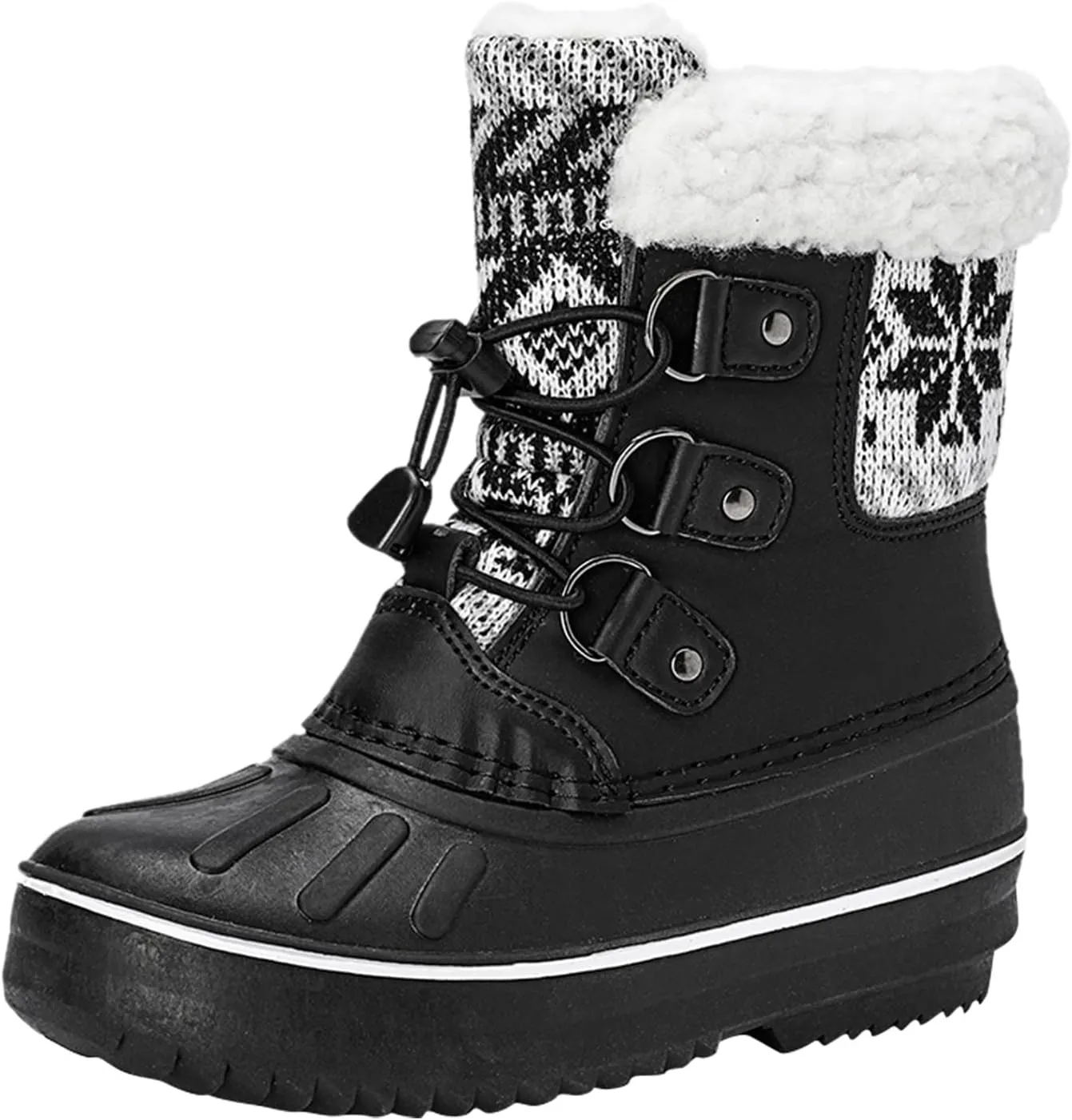 Kids Shoes Snow Boots Girls Boys OutdoorBoots Waterproof Warm Boots with Cotton Snow Boots Toddler Leopard Boots (Black, 11-11.5 Years Big Kids)