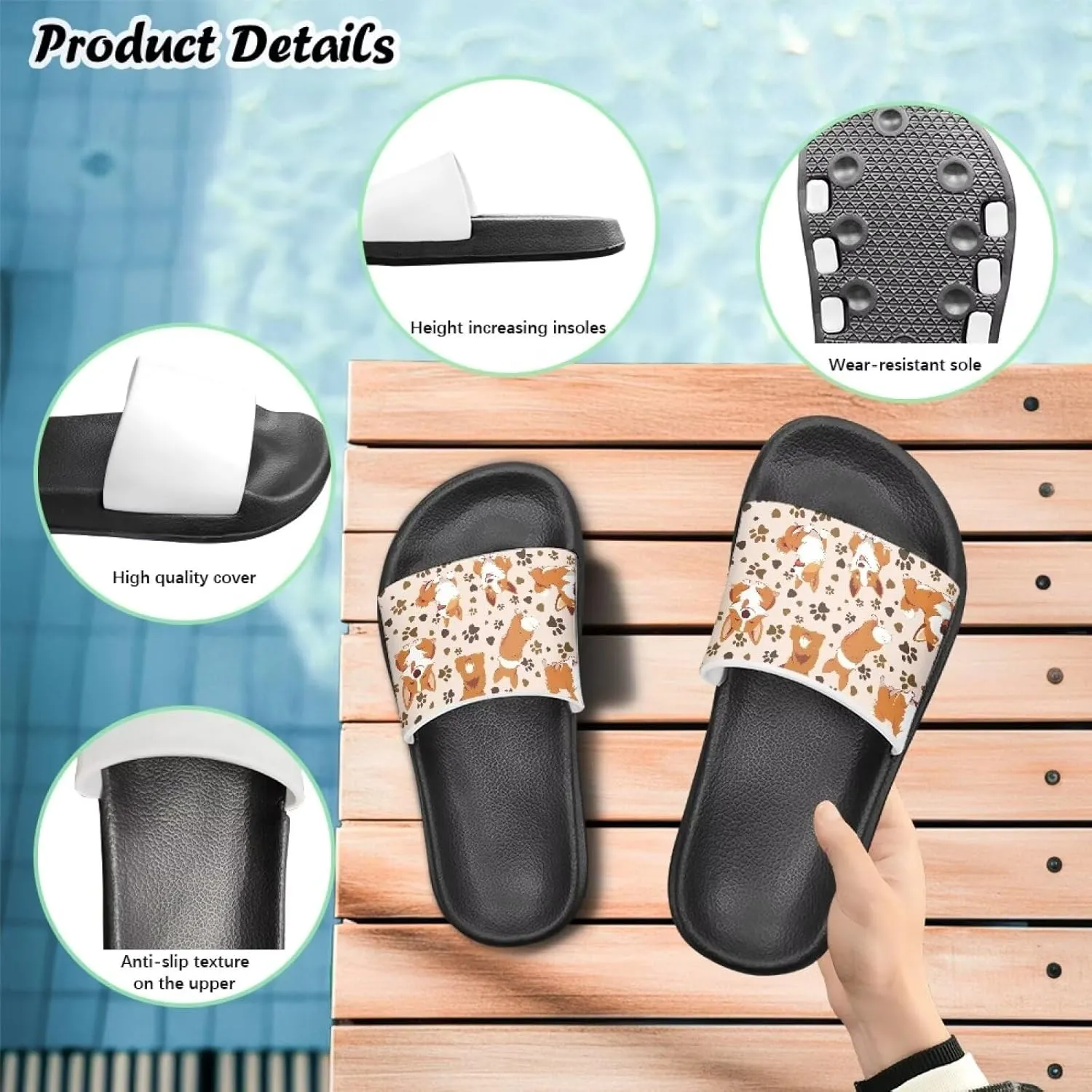 Kids Slides Slipper Anti Slip Open Toe Summer Beach Sandals for Boys Girls Soft and Comfy