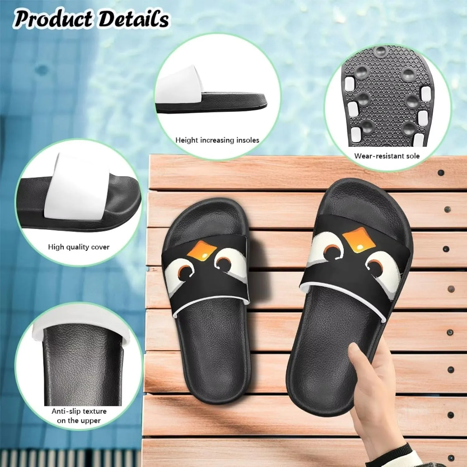 Kids Slides Slipper Anti Slip Open Toe Summer Beach Sandals for Boys Girls Soft and Comfy