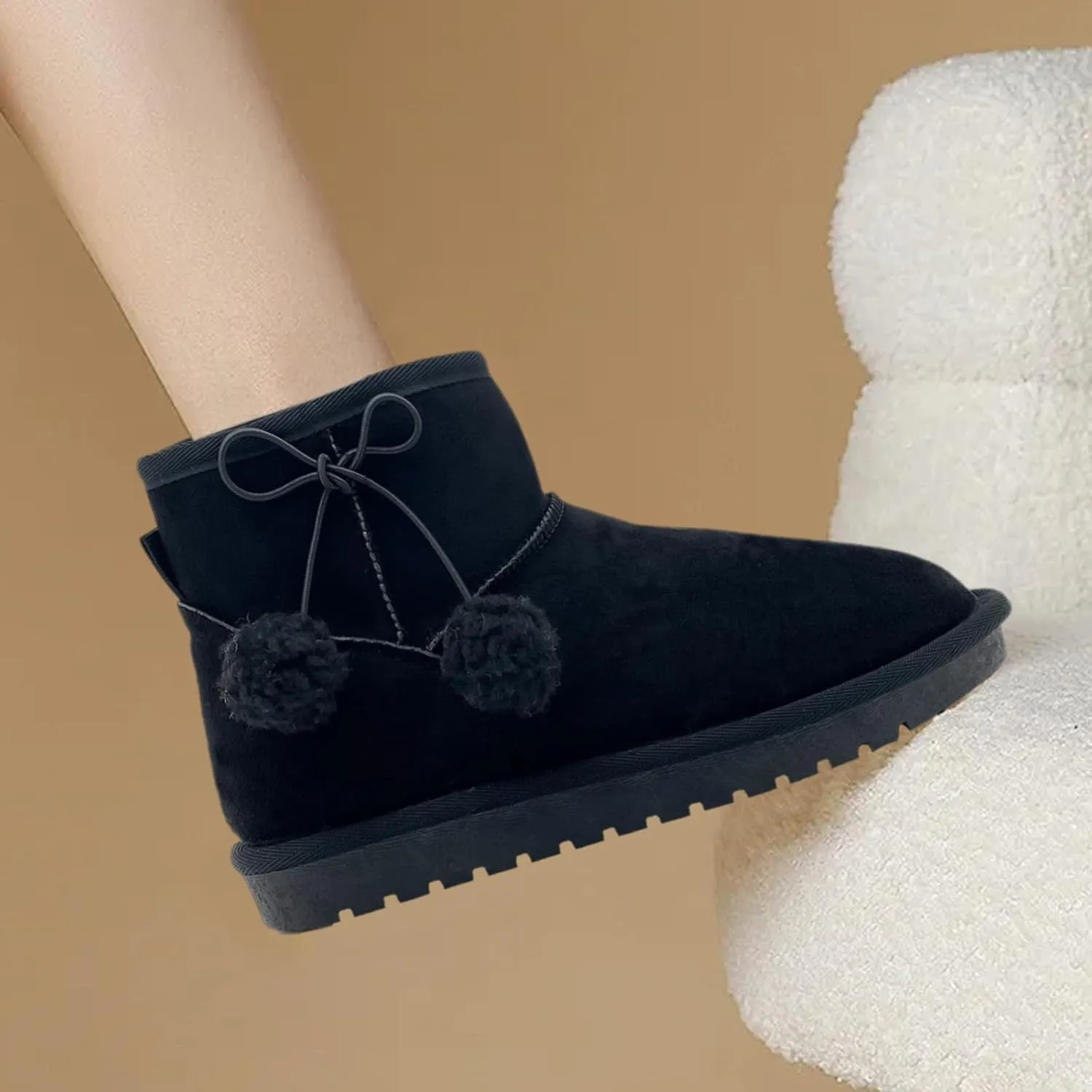 Kids Snow Boots for Girls Boys Comfy Warm Fur Lined Winter Boots Lightweight Slip On Fuzzy Ankle Boot (Little/Big Kids)