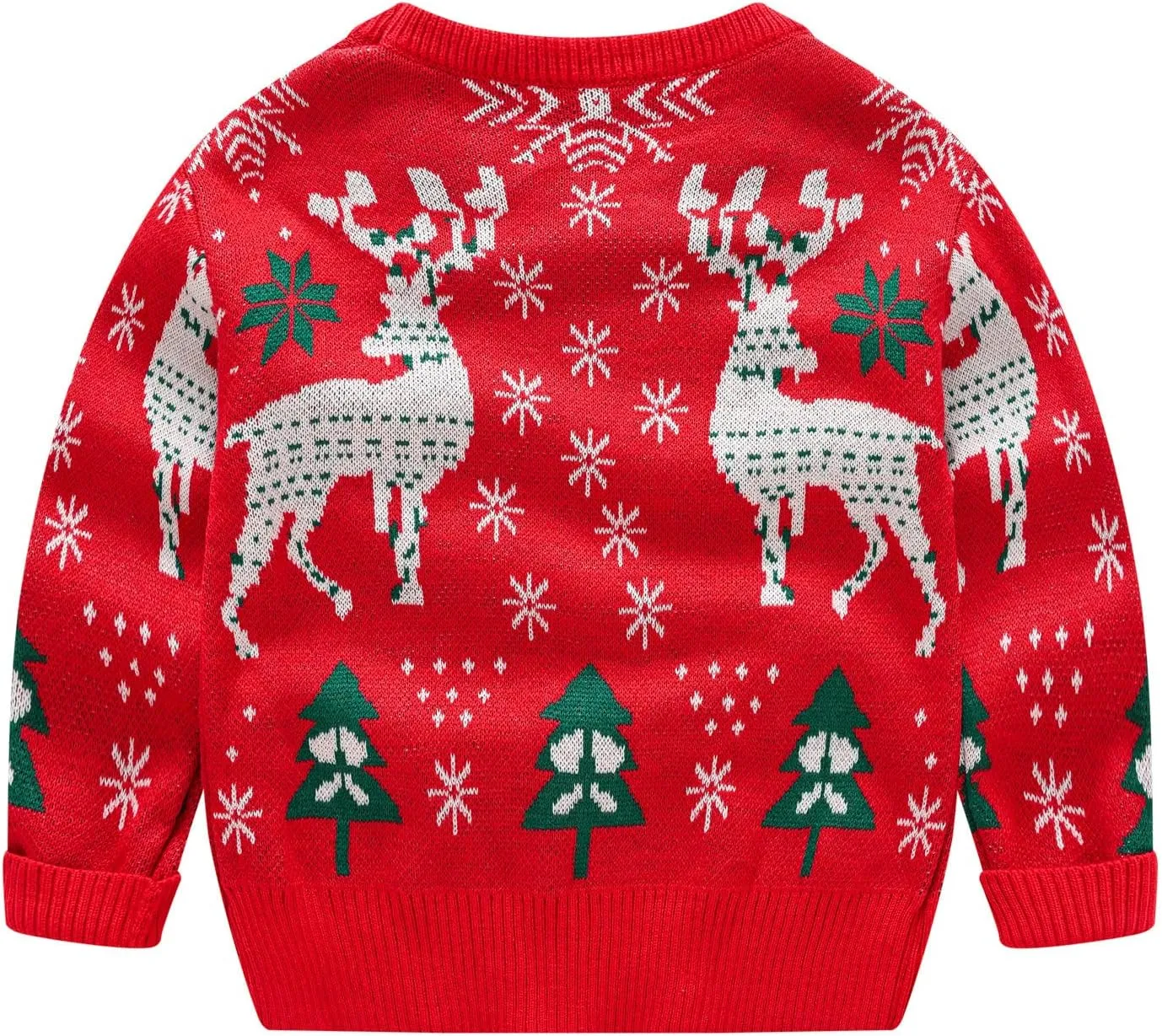 Kids Toddler Boy Girl Christmas Sweater Long Sleeve Round Neck Blouse Deer Print Knit Pullover Christmas Dressup Outfit