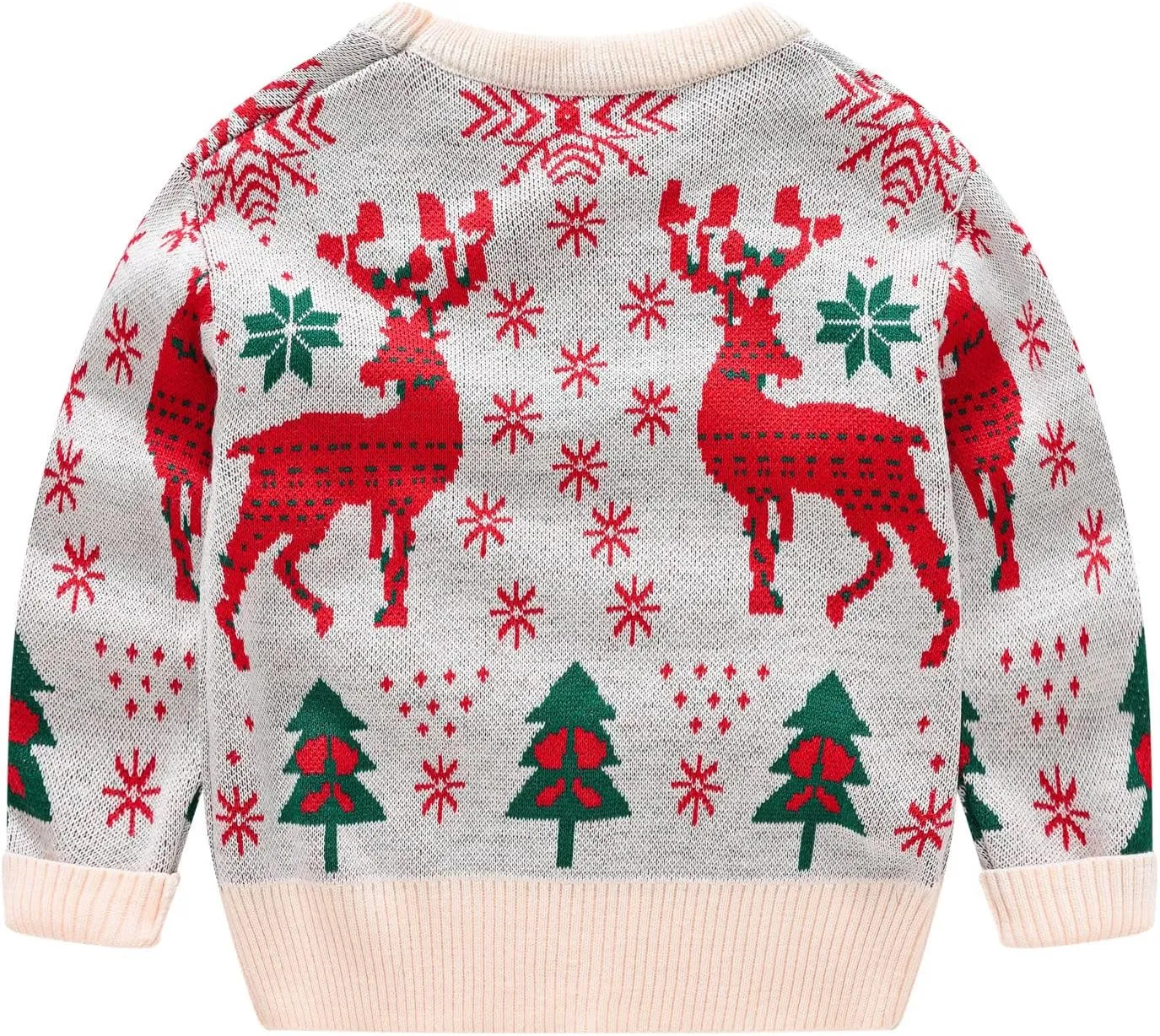 Kids Toddler Boy Girl Christmas Sweater Long Sleeve Round Neck Blouse Deer Print Knit Pullover Christmas Dressup Outfit