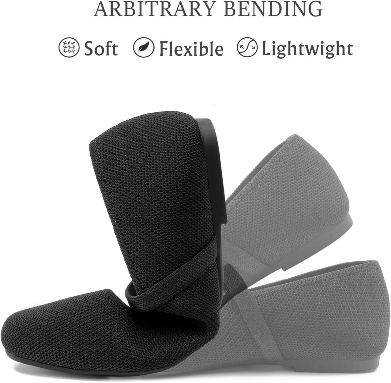 Knit Flats for Women Square Toe Flats Casual Ballet Flats with Ankle Strap,Mary Jane Shoes Women Comfortable for Dressy Office