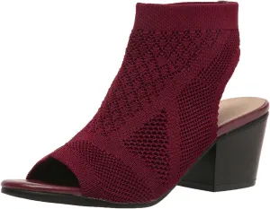 Knit Peep Toe Booties for Women Fashion Chunky Block Heel Cutout Sandals Slingback Mesh Breathable Dress Heeled Shoes