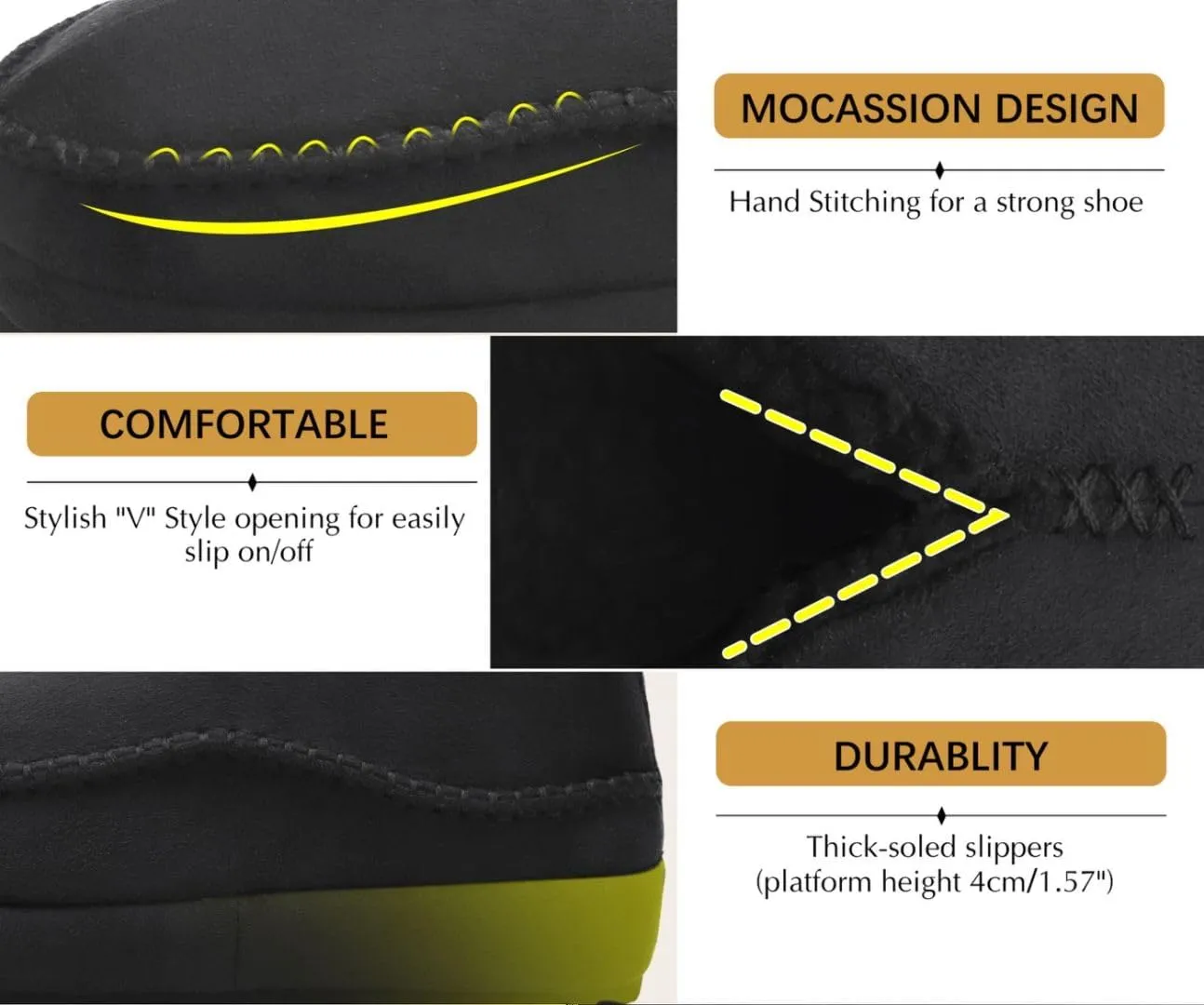 KuaiLu Men's Slippers Cozy Memory Foam House Slipper Shoes Warm Suede Winter Moccasins Slip-on Boots Slippers For Man with Fuzzy Sherpa Lining & Indoor/Outdoor Hard Rubber Sole