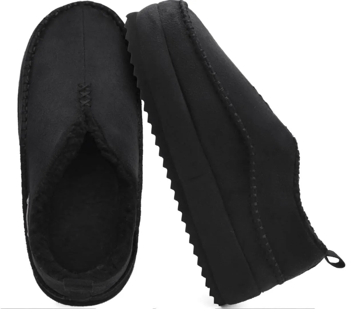 KuaiLu Men's Slippers Cozy Memory Foam House Slipper Shoes Warm Suede Winter Moccasins Slip-on Boots Slippers For Man with Fuzzy Sherpa Lining & Indoor/Outdoor Hard Rubber Sole