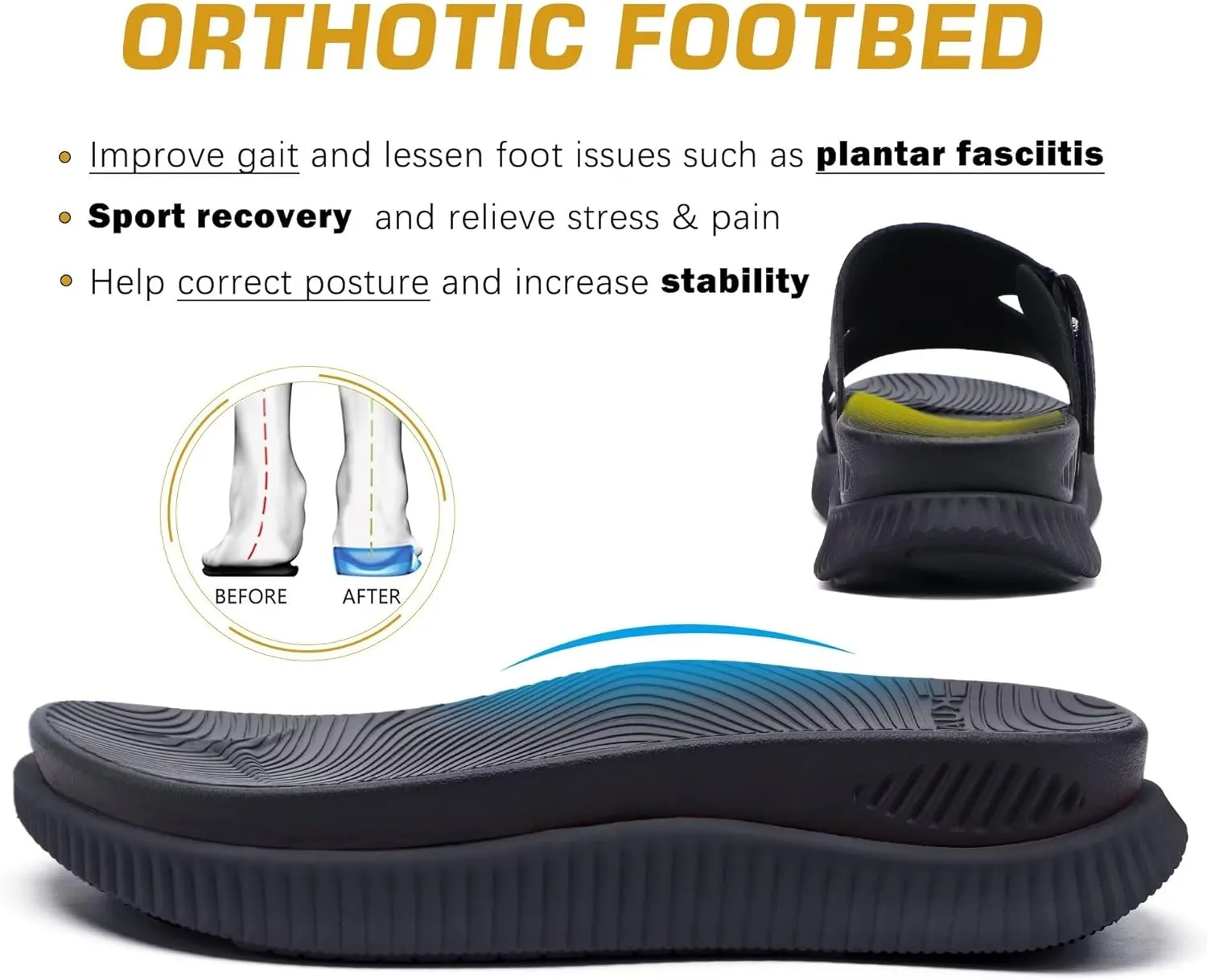KuaiLu womens Womens Orthopedic Slides Sandals
