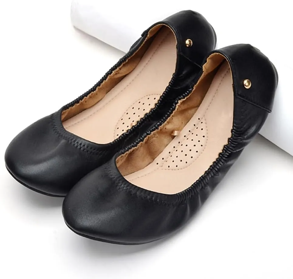 KUNWFNIX Women's Ballet Flats Crystal Wedding Ballerina Shoes Pointed Toe Pearl Diamond Low Heel Comfortable Dressy Work Business Dance Flats