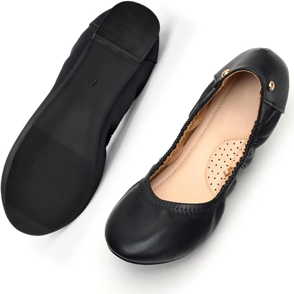 KUNWFNIX Women's Ballet Flats Crystal Wedding Ballerina Shoes Pointed Toe Pearl Diamond Low Heel Comfortable Dressy Work Business Dance Flats