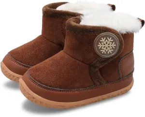 L-RUN Baby Boots for Infant Toddler Boys Girls Ankle Warm Suede Plush Lining House Slippers Little Kids Winter Shoes for Indoor Outdoor Walking