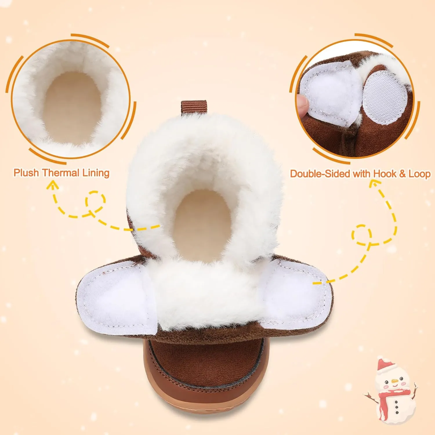 L-RUN Baby Boots for Infant Toddler Boys Girls Ankle Warm Suede Plush Lining House Slippers Little Kids Winter Shoes for Indoor Outdoor Walking