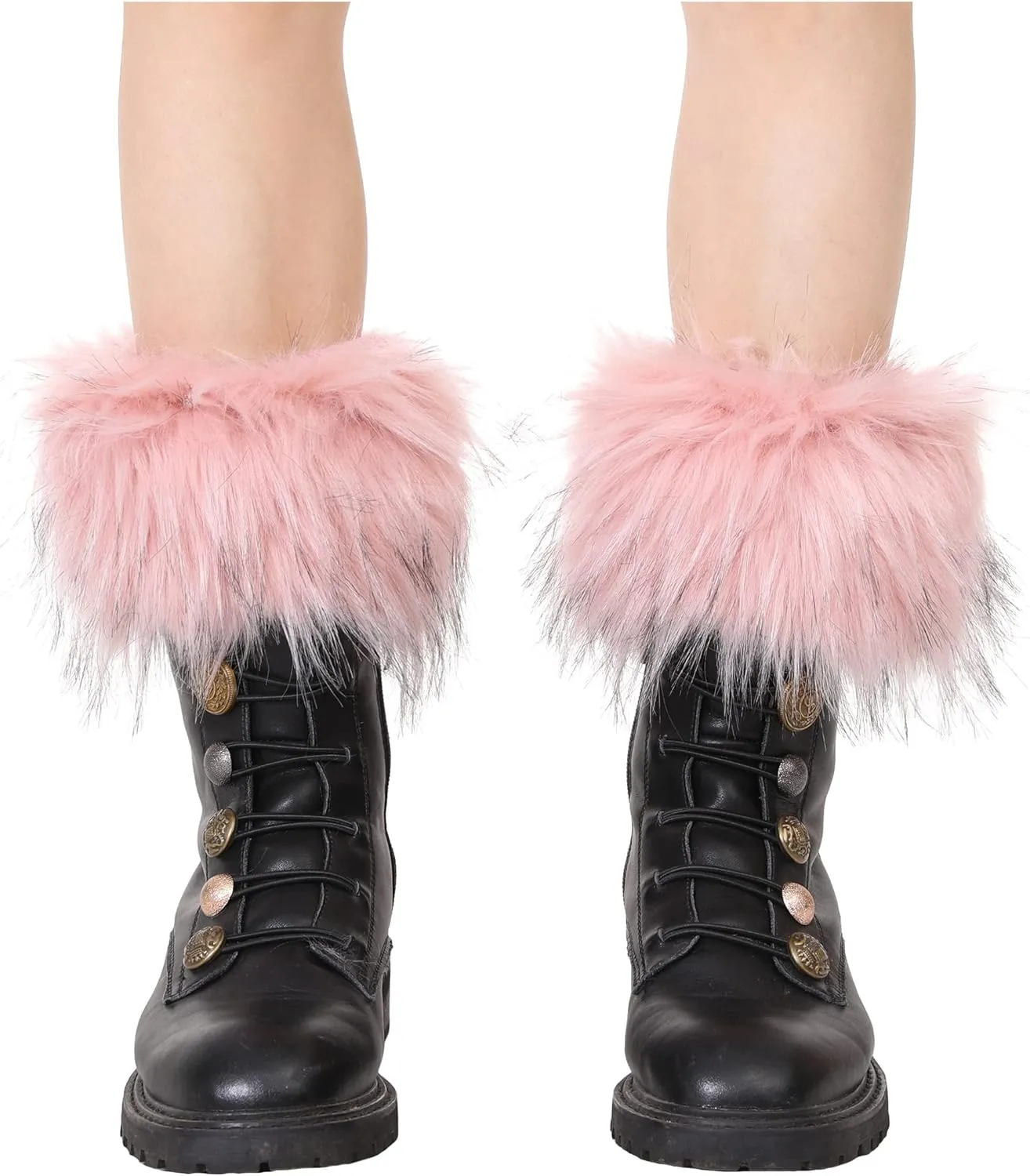 LA CARRIE Women Faux Fur Plush Leg Warmers Short Furry Fuzzy Leg Cuffs Girls Winter Knitted Boot