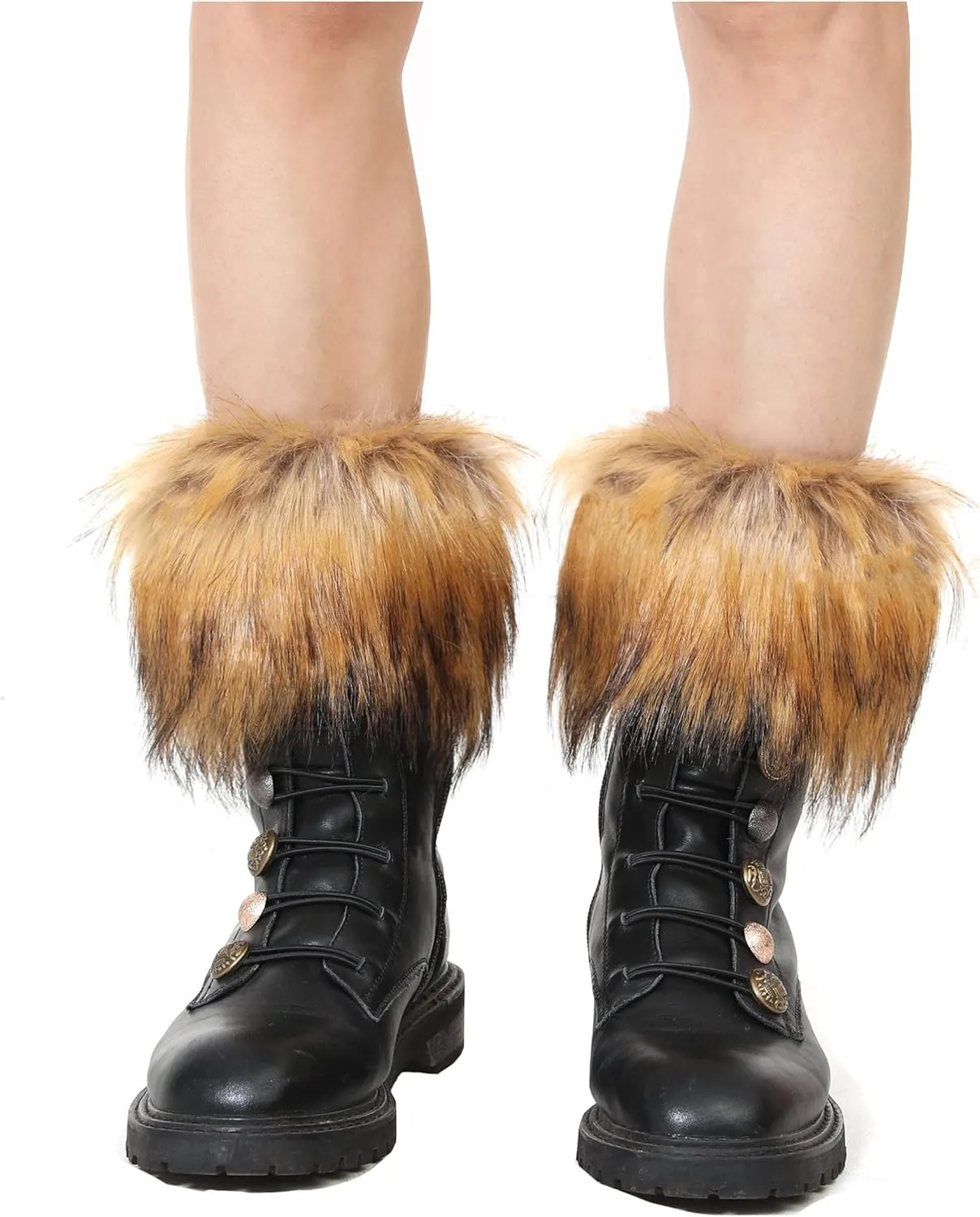 LA CARRIE Women Faux Fur Plush Leg Warmers Short Furry Fuzzy Leg Cuffs Girls Winter Knitted Boot