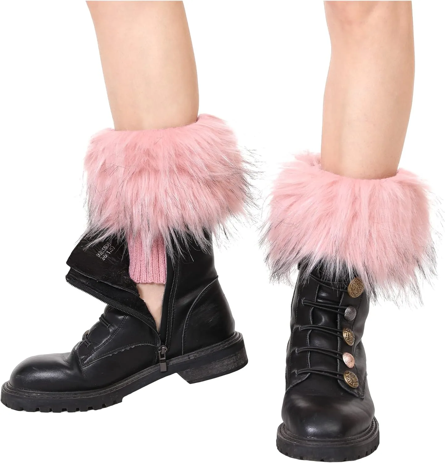 LA CARRIE Women Faux Fur Plush Leg Warmers Short Furry Fuzzy Leg Cuffs Girls Winter Knitted Boot