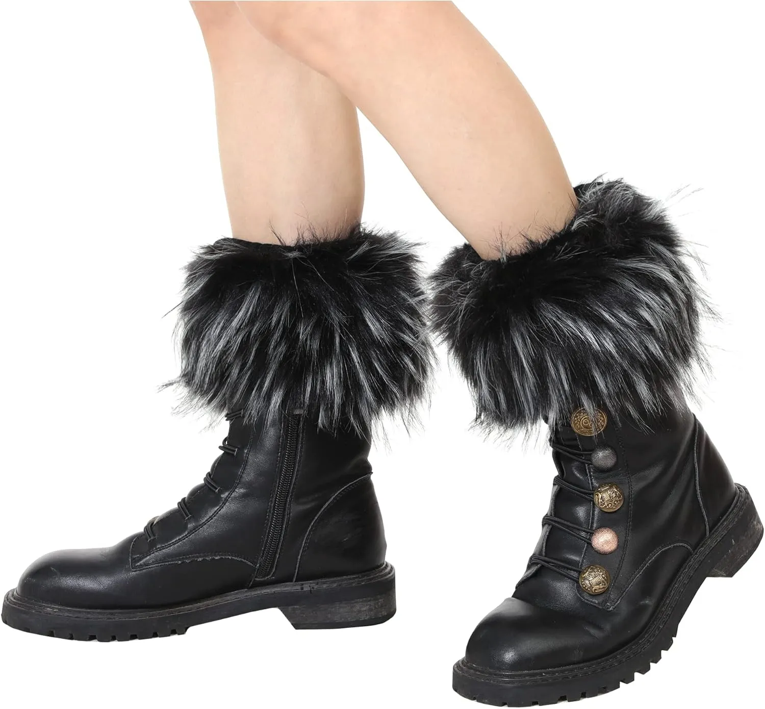 LA CARRIE Women Faux Fur Plush Leg Warmers Short Furry Fuzzy Leg Cuffs Girls Winter Knitted Boot