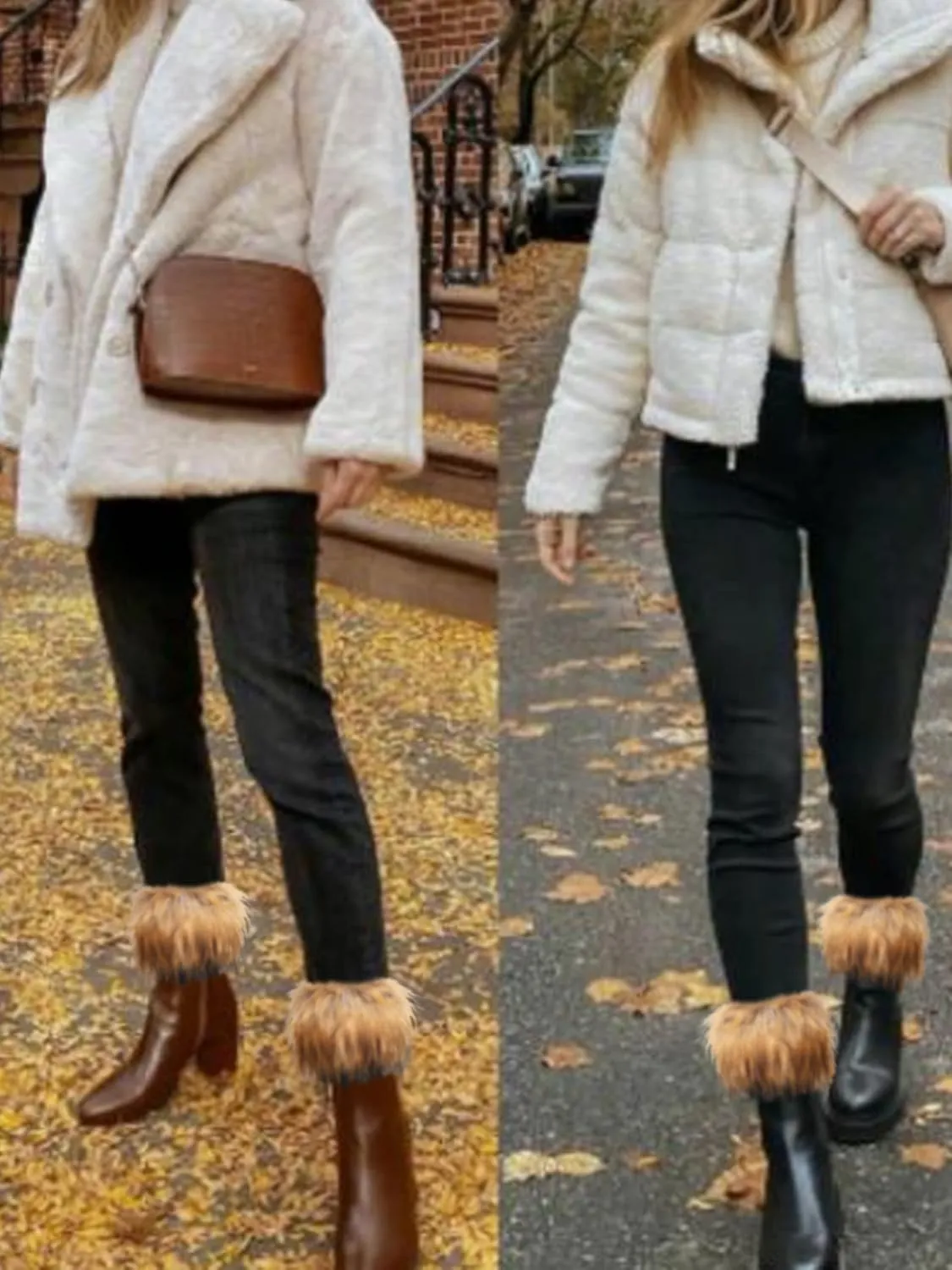 LA CARRIE Women Faux Fur Plush Leg Warmers Short Furry Fuzzy Leg Cuffs Girls Winter Knitted Boot