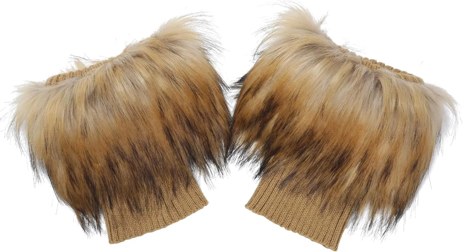 LA CARRIE Women Faux Fur Plush Leg Warmers Short Furry Fuzzy Leg Cuffs Girls Winter Knitted Boot